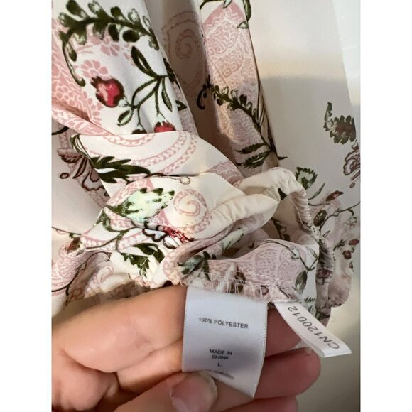 Soho New York & Co Jeans Sz L Floral Print Blouse Tie Front Crossover Hem - Picture 7 of 10